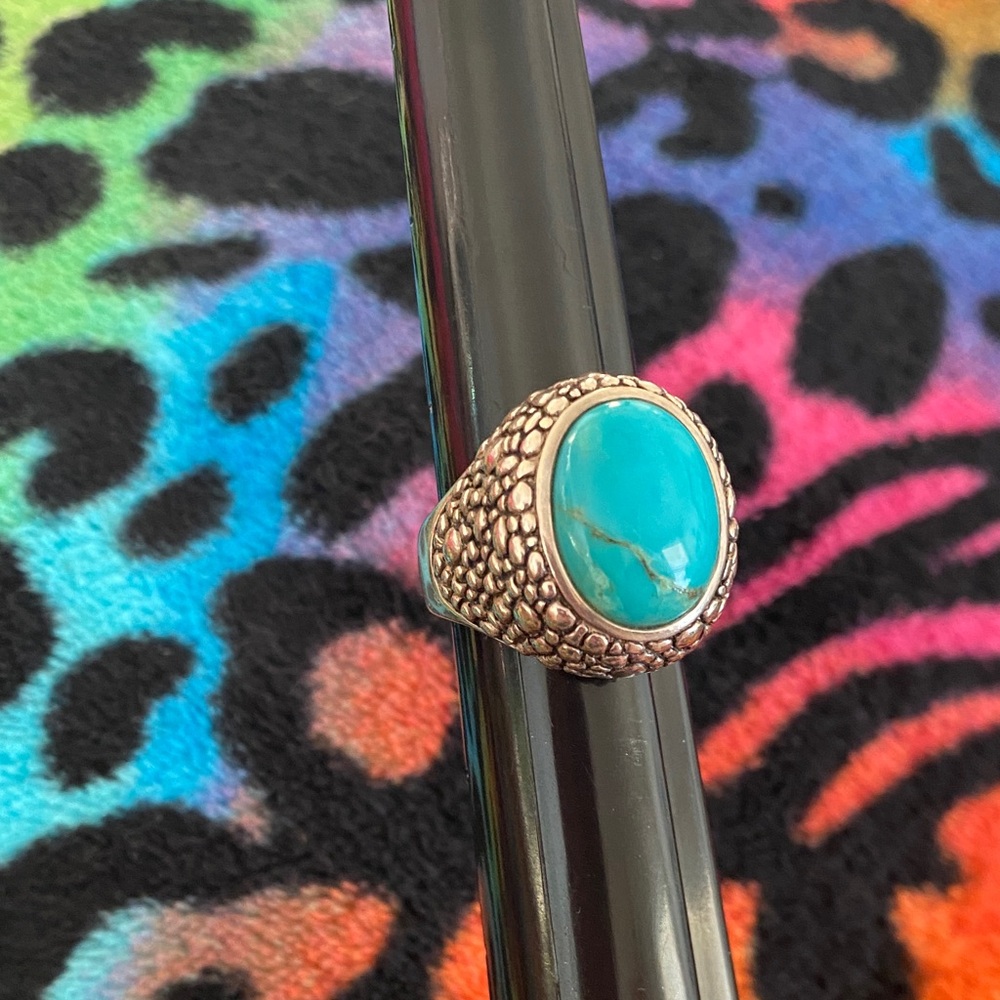 Turquoise Silver Statement Ring - image 4